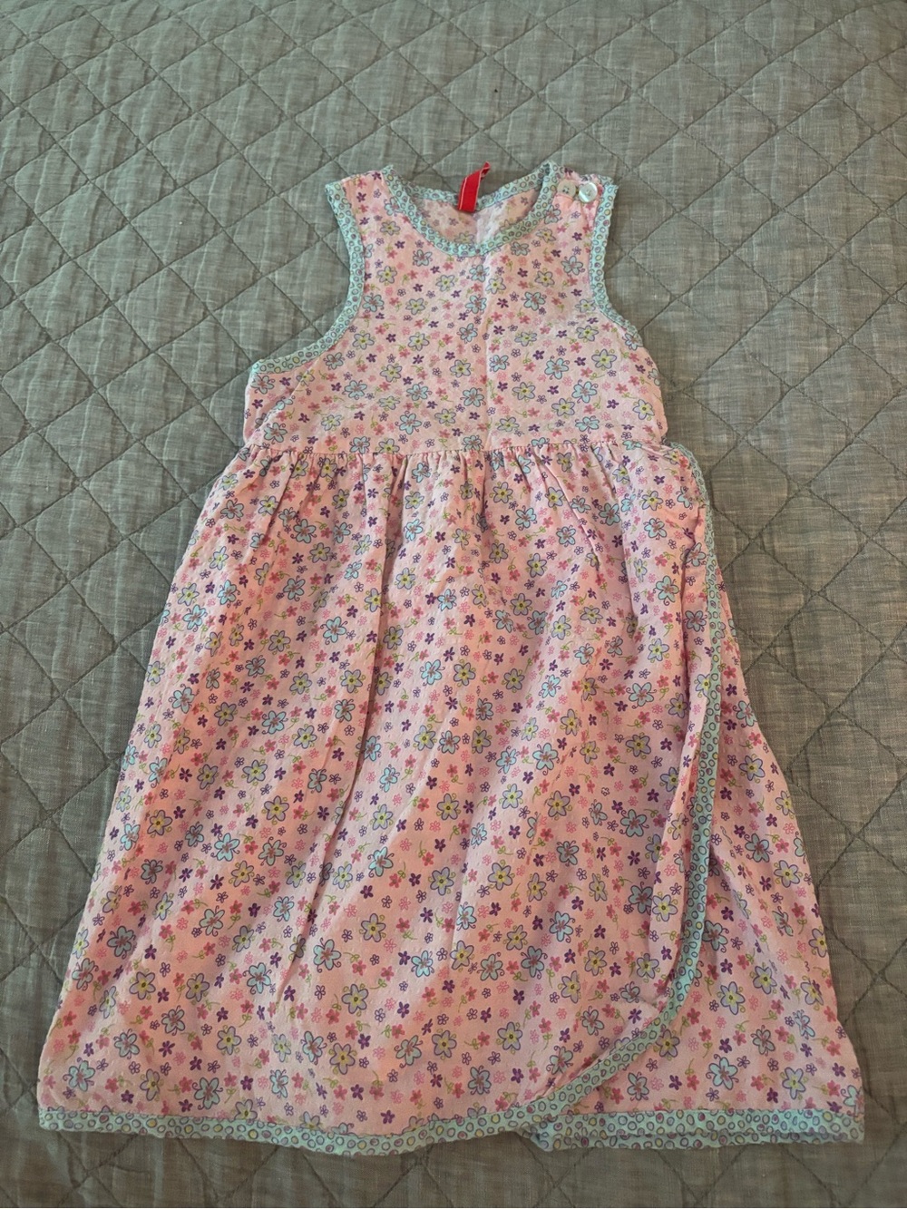 Hanna Andersson Pink Floral Sundress with Blue Trim